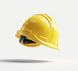 Safety yellow hard hat, studio, light background, construction, protection