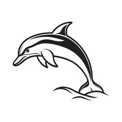 Beautiful Artistic Dolphin Jumping Out of Water Creative Line Art Vector Design
