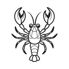 Detailed Artistic Outline of a Crawfish or Lobster in a Vector Format Perfect for Various Design Projects