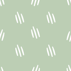 Seamless minimalist diagonal line pattern in white on green background
