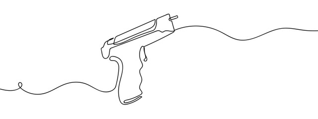 Continuous line hand drawn vector illustration of electric shock gun isolated on transparent background. editable stroke.