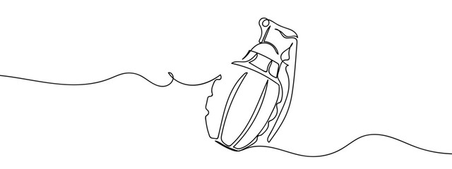 Obraz premium Continuous line hand drawn vector illustration of a grenade, a hand grenade, isolated on transparent background. editable stroke.