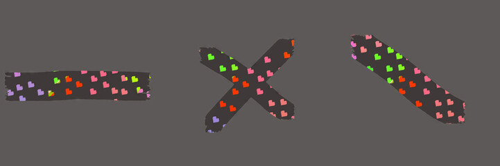 Abstract design with colorful shapes and patterns on dark background  