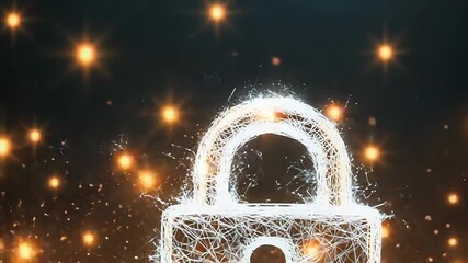 Glowing digital padlock symbolizing security in cyberspace - Powered by Adobe