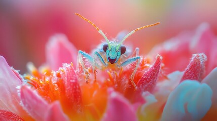 Colorful insect perched on vibrant flower petals (5)