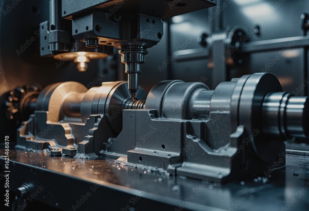 Poster horizontal boring mill machining large engine blocks with precision