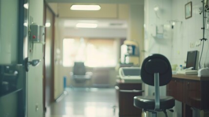 Empty hospital corridor interior view