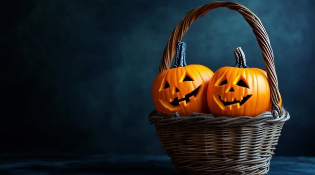 halloween pumpkin in a basket