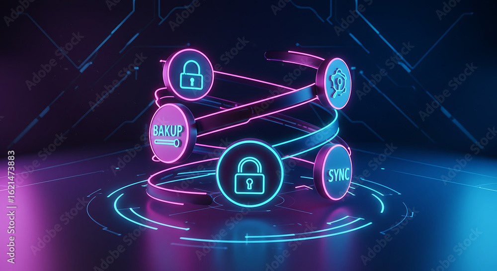 Poster data protection and cybersecurity: a digital spiral of data backup, syncing, and security against a 
