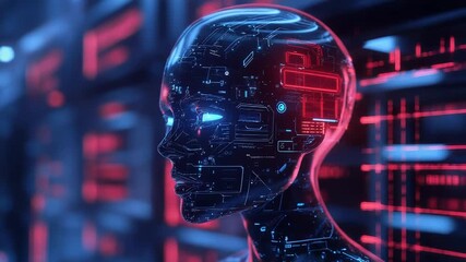 Artificial intelligence processing data in futuristic server room - Powered by Adobe