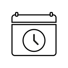 Calendar clock icon. Time schedule reminder. Event deadline Vector. Appointment hour graphic.
