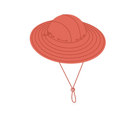 Outdoor Bucket Hat with Cord Stopper. Summer Head Fashion accessory cap clothing technical illustration. Vector headgear for Men, women, unisex style, flat template CAD mockup sketch outline isolated