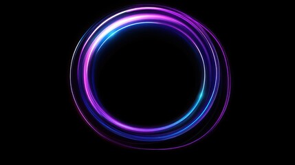 Abstract Neon Circle: Glowing Purple and Blue Rings in the Dark