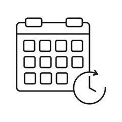 Calendar refresh icon. Update schedule symbol. Time cycle Vector. Event renewal graphic.