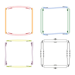 Patterned frame icon. Decorated border symbol. Multicolor line edge. Vector flat design.