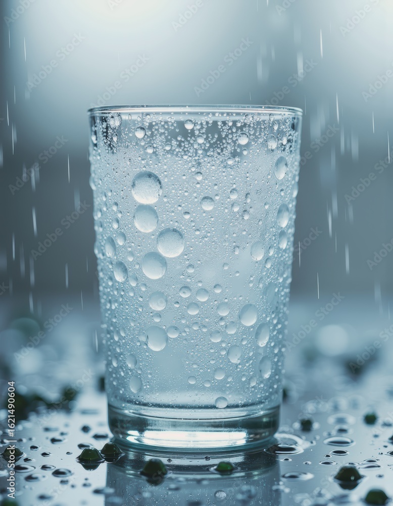 Poster abstract rain background with water droplet patterns on a glass surface