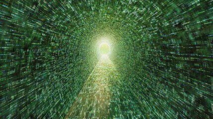 Digital Tunnel of Light: A Journey Through Green Codes