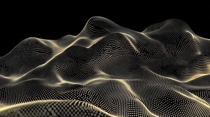 Abstract Golden Particle Wave Landscape