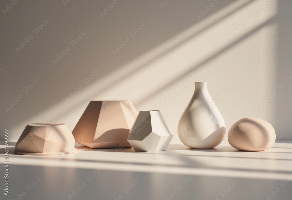 Poster abstract shadow background with geometric shapes casting complex shadows