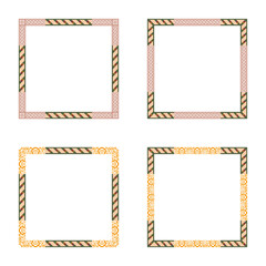 Patterned frame icon. Orange border symbol. Intricate line edge. Vector flat design.