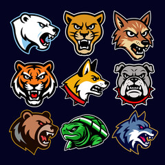 High School Sports Mascot Logo Vector Icon Set: Dynamic Team Emblems for Branding & Merchandise