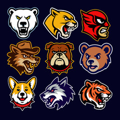 High School Sports Mascot Logo Vector Icon Set: Dynamic Team Emblems for Branding & Merchandise