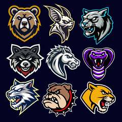 High School Sports Mascot Logo Vector Icon Set: Dynamic Team Emblems for Branding & Merchandise