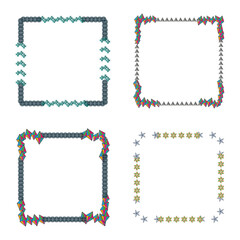 Patterned frame icon. Multicolor border symbol. Complex line edge. Vector flat design.