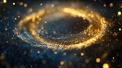Golden Cosmic Dust Swirl: Abstract Celestial Galaxy