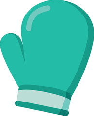 Teal mitten with light blue cuff