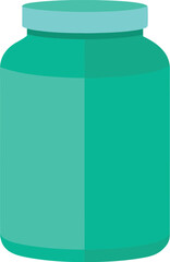 Simple teal colored medicine bottle with a lid