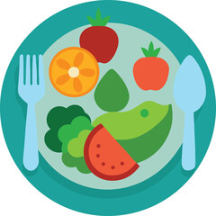 Healthy meal plate with fruits and vegetables