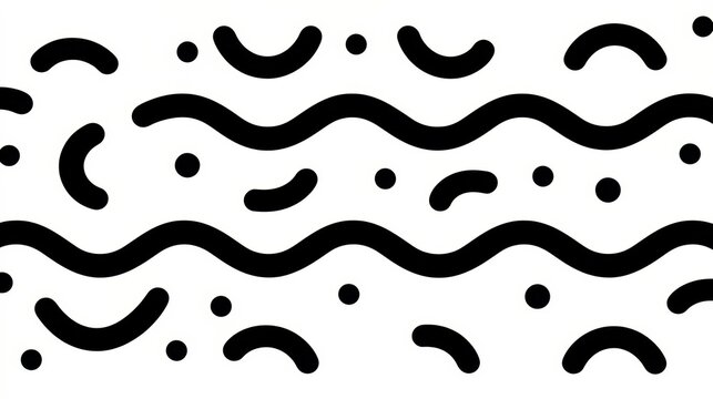 Black and white drawing of a wave with many small circles
