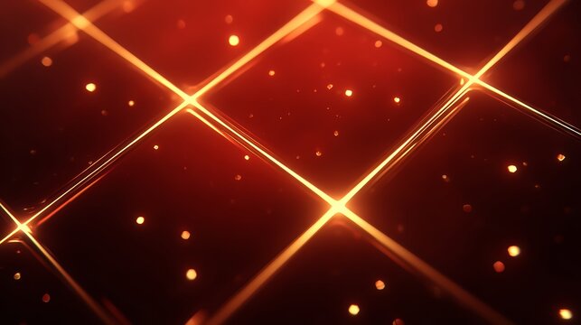 Red background with yellow squares and dots