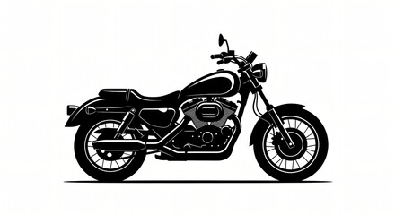 Stylish black motorcycle silhouette ready for adventure, embodying freedom and the open road