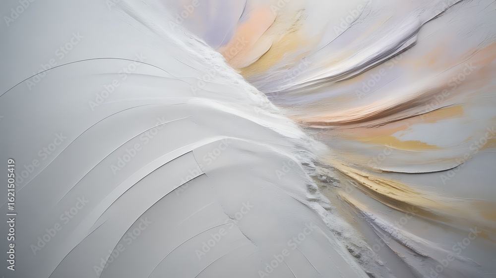 Poster abstract textured surface with flowing white and pastel color waves background