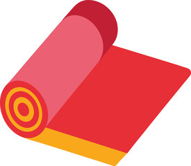 Rolled up red and pink yoga mat with yellow accent