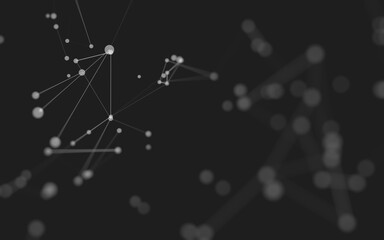 Abstract background. Molecules technology with polygonal shapes, connecting dots and lines. Connection structure. Big data visualization.