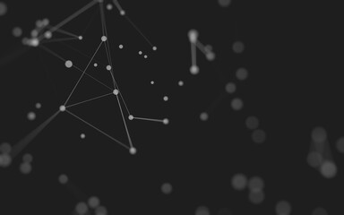 Abstract background. Molecules technology with polygonal shapes, connecting dots and lines. Connection structure. Big data visualization.