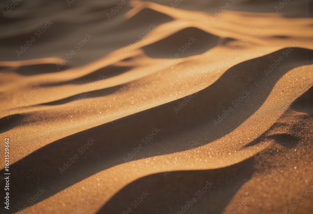 Poster abstract sand background with dune patterns illuminated by golden hour light