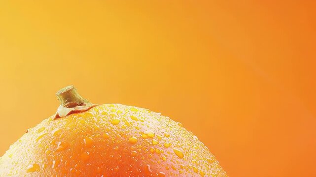Fresh orange being washed under running water on orange background
