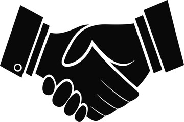 Black handshake symbol on white background agreement business