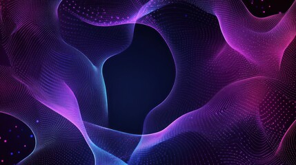 Abstract, flowing, digital art features vibrant, glowing lines with a gradient of colors