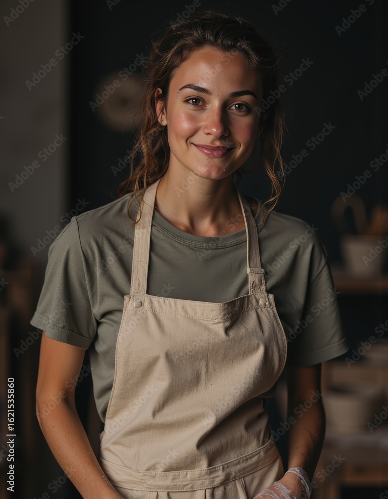 Aufkleber earthenware thrower smiling while creating functional clay vessels