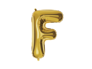 Photo of golden letter f balloon isolated on transparent background, perfect for celebrations, parties, and special occasions