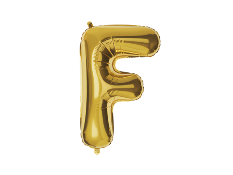 Photo of golden letter f balloon isolated on transparent background, perfect for celebrations, parties, and special occasions