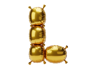 Photo of golden letter l balloon isolated on transparent background