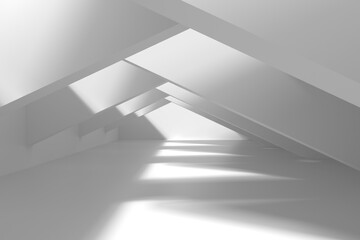 Minimalist architectural interior with geometric shadows. 3d render