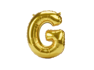 Photo of golden letter g balloon isolated on transparent background