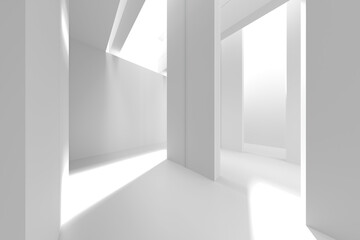 Minimalist architectural space with geometric shapes and shadows for modern design concepts. 3d render.